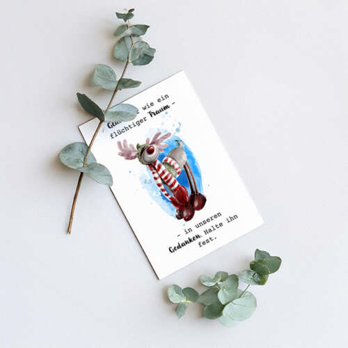 Digitaler Download "Rentier Alfredo im Winter" mit Text, 2 zu 3